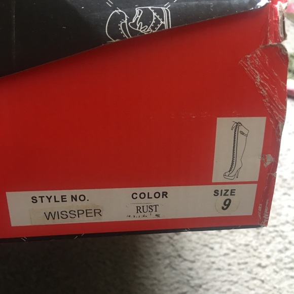 Sexy faux suede rust/tan over-the-knee peep toe boot - Picture 4 of 17